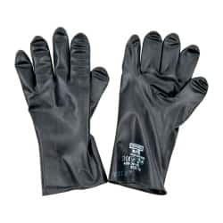 North - Size XL (10), 11" Long, 13 mil Thick, Butyl Chemical Resistant Gloves - Smooth Finish, Gauntlet Cuff, Black - Benchmark Tooling