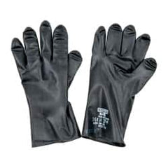 North - Size XL (10), 11" Long, 13 mil Thick, Butyl Chemical Resistant Gloves - Smooth Finish, Gauntlet Cuff, Black - Benchmark Tooling