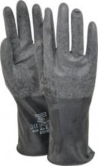 North - Size M (8), 14" Long, 17 mil Thick, Butyl Chemical Resistant Gloves - Textured Finish, Rolled Cuff, Black - Benchmark Tooling