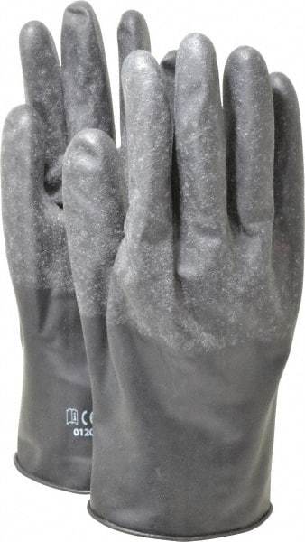 North - Size XL (10), 11" Long, 13 mil Thick, Butyl Chemical Resistant Gloves - Textured Finish, Rolled Cuff, Black - Benchmark Tooling