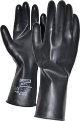 North - Size M (8), 11" Long, 16 mil Thick, Butyl Chemical Resistant Gloves - Smooth Finish, Rolled Cuff, Black - Benchmark Tooling