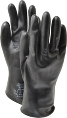 North - Size L (9), 11" Long, 16 mil Thick, Butyl Chemical Resistant Gloves - Smooth Finish, Rolled Cuff, Black - Benchmark Tooling