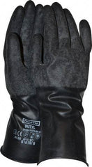 North - Size M (8), 11" Long, 16 mil Thick, Butyl Chemical Resistant Gloves - Textured Finish, Rolled Cuff, Black - Benchmark Tooling