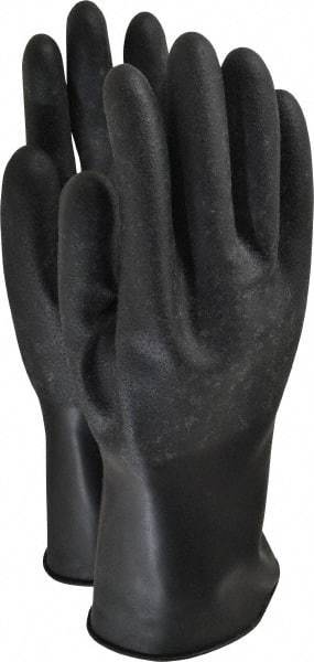 North - Size L (9), 11" Long, 16 mil Thick, Butyl Chemical Resistant Gloves - Textured Finish, Rolled Cuff, Black - Benchmark Tooling