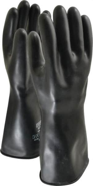 North - Size L (9), 14" Long, 32 mil Thick, Butyl Chemical Resistant Gloves - Smooth Finish, Rolled Cuff, Black - Benchmark Tooling