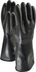 North - Size L (9), 14" Long, 32 mil Thick, Butyl Chemical Resistant Gloves - Smooth Finish, Rolled Cuff, Black - Benchmark Tooling