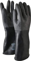 North - Size L (9), 14" Long, 32 mil Thick, Butyl Chemical Resistant Gloves - Textured Finish, Rolled Cuff, Black - Benchmark Tooling