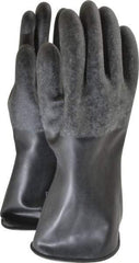 North - Size XL (10), 14" Long, 32 mil Thick, Butyl Chemical Resistant Gloves - Textured Finish, Rolled Cuff, Black - Benchmark Tooling