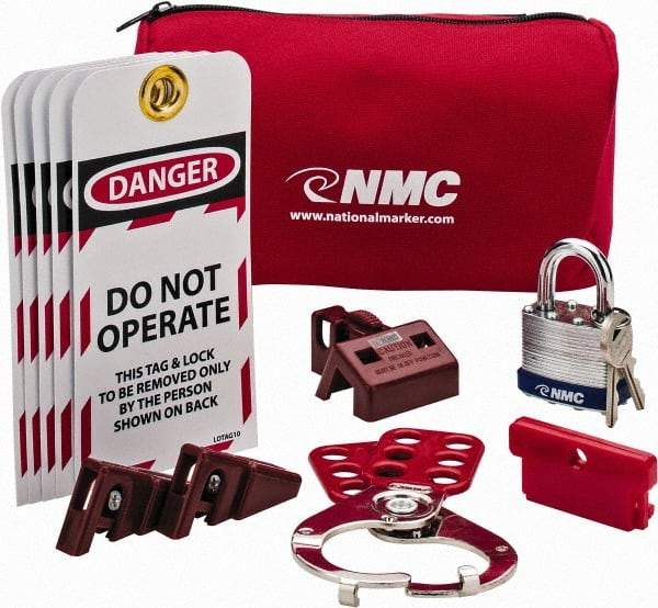NMC - 12 Piece Electrical Lockout Kit - Keyed Differently, Comes in Pouch - Benchmark Tooling