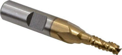 Interstate - 3/16" Diam, 1/2" LOC, 3 Flute Cobalt Roughing & Finishing Square End Mill - TiN Finish, 2-3/8" OAL, 3/8" Shank Diam, Weldon Shank, 30° Helix, Non-Centercutting - Benchmark Tooling