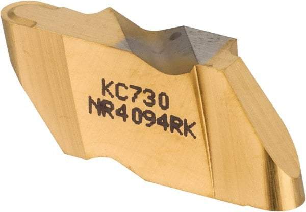 Kennametal - 4094NR K Grade KC730, 4.78mm Cutting Width Carbide Grooving Insert - 6.35mm Max Depth of Cut, Right Hand, 2.39mm Corner Radius, TiN Finish - Benchmark Tooling