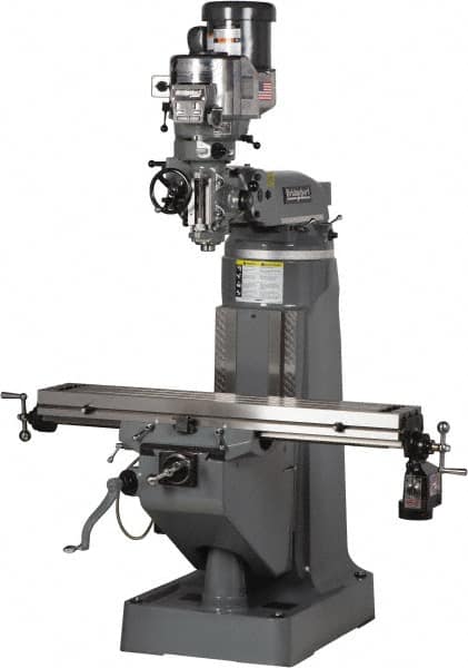 Bridgeport - 9" Table Width x 49" Table Length, Variable Speed Pulley Control, 3 Phase Knee Milling Machine - 2 hp - Benchmark Tooling