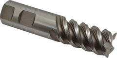 Interstate - 1" Diam, 2" LOC, 4 Flute Cobalt Roughing & Finishing Square End Mill - Uncoated, 4-1/2" OAL, 1" Shank Diam, Weldon Shank, 60° Helix, Centercutting, Regular Length - Benchmark Tooling