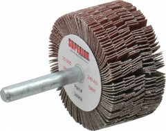 Superior Abrasives - 2" Diam x 1" Face Width, Very Fine Aluminum Oxide Coated Mounted Flap Wheel - 1/4" Shank Mount, 240 Grit, J Weighted Cloth Backing, 14,000 Max RPM - Benchmark Tooling
