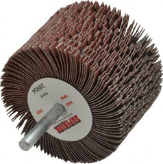 Superior Abrasives - 3" Diam x 2" Face Width, Fine Aluminum Oxide Coated Mounted Flap Wheel - 1/4" Shank Mount, 120 Grit, J Weighted Cloth Backing, 6,000 Max RPM - Benchmark Tooling