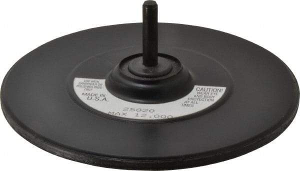 3M - 5" Diam Adhesive/PSA Disc Backing Pad - 1/4" Shank Diam, Medium Density, 6,000 RPM - Benchmark Tooling