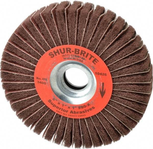 Superior Abrasives - 6" Diam, 80 Grit Aluminum Oxide Duplex Wheel - 1" Hole, 1" Wide, Coated, Medium Grade, 4,500 Max RPM - Benchmark Tooling