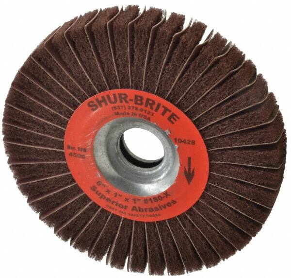 Superior Abrasives - 6" Diam, 180 Grit Aluminum Oxide Duplex Wheel - 1" Hole, 1" Wide, Coated, Very Fine Grade, 4,500 Max RPM - Benchmark Tooling