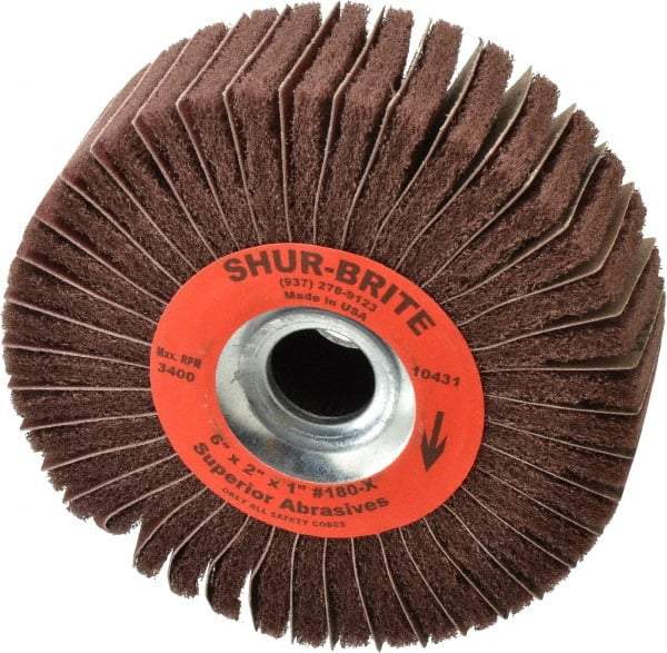 Superior Abrasives - 6" Diam, 180 Grit Aluminum Oxide Duplex Wheel - 1" Hole, 2" Wide, Coated, Very Fine Grade, 4,500 Max RPM - Benchmark Tooling