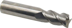 Made in USA - 3/4", 1-1/2" LOC, 3/4" Shank Diam, 4" OAL, 3 Flute, Solid Carbide Square End Mill - Single End, Uncoated, Spiral Flute, 45° Helix, Centercutting, Right Hand Cut, Right Hand Flute - Benchmark Tooling