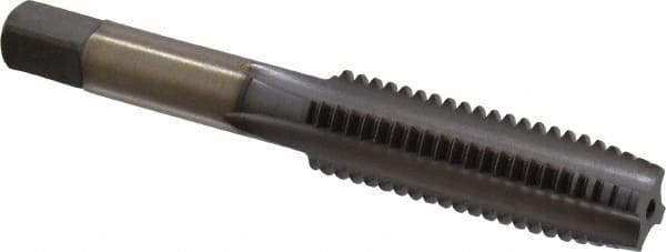 Kennametal - 1/2-13 UNC 3B 4 Flute TiCN Finish High Speed Steel Straight Flute Standard Hand Tap - Plug, Right Hand Thread, 3-3/8" OAL, 1-21/32" Thread Length, H3 Limit, Oversize - Exact Industrial Supply