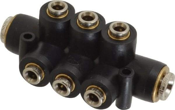 Norgren - 1/4" Inlet, 5/32" Outlet Manifold - 175°F Max, 260 Max PSI, 2 Inlet Ports, 3 Outlet Ports - Benchmark Tooling