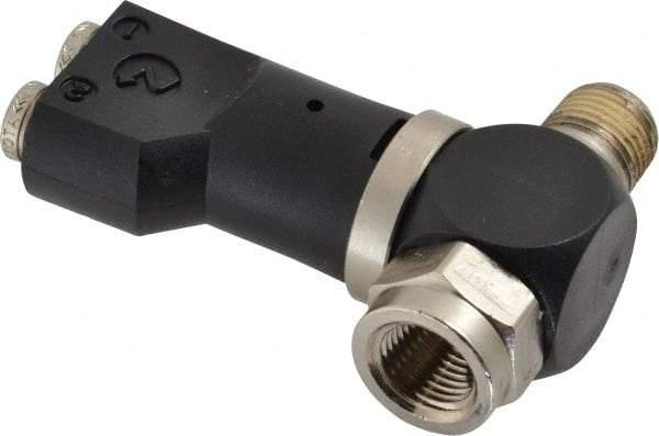 Norgren - 5/32" Tube x 1/8" NPTF Pressure Sensor Fitting Valve - 0 to 145 psi & Brass Material - Benchmark Tooling