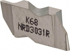 Kennametal - 3031NRD Grade K68, 1.58mm Cutting Width Carbide Grooving Insert - 3.18mm Max Depth of Cut, Right Hand, 0.79mm Corner Radius, Uncoated - Benchmark Tooling