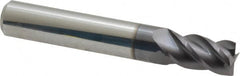 Accupro - 19/64", 1/2" LOC, 5/16" Shank Diam, 2" OAL, 4 Flute, Solid Carbide Square End Mill - Single End, AlTiN Finish, Spiral Flute, 40° Helix, Centercutting, Right Hand Cut, Right Hand Flute - Benchmark Tooling