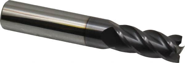 Accupro - 29/64", 1" LOC, 1/2" Shank Diam, 3" OAL, 4 Flute, Solid Carbide Square End Mill - Single End, AlTiN Finish, Spiral Flute, 40° Helix, Centercutting, Right Hand Cut, Right Hand Flute - Benchmark Tooling