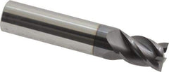 Accupro - 29/64", 5/8" LOC, 1/2" Shank Diam, 2-1/2" OAL, 4 Flute, Solid Carbide Square End Mill - Single End, AlTiN Finish, Spiral Flute, 40° Helix, Centercutting, Right Hand Cut, Right Hand Flute - Benchmark Tooling