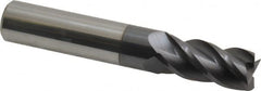 Accupro - 31/64", 1" LOC, 1/2" Shank Diam, 3" OAL, 4 Flute, Solid Carbide Square End Mill - Single End, AlTiN Finish, Spiral Flute, 40° Helix, Centercutting, Right Hand Cut, Right Hand Flute - Benchmark Tooling