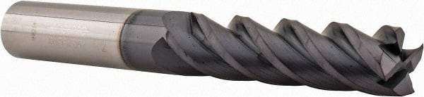 Accupro - 1/2", 2" LOC, 1/2" Shank Diam, 4" OAL, 4 Flute, Solid Carbide Square End Mill - Single End, AlTiN Finish, Spiral Flute, 40° Helix, Centercutting, Right Hand Cut, Right Hand Flute - Benchmark Tooling