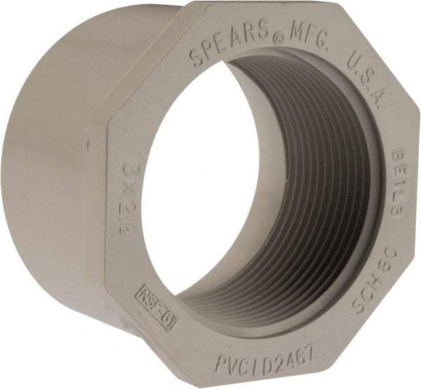 Value Collection - 3 x 2-1/2" PVC Plastic Pipe Bushing - Schedule 40, Spig x FIPT End Connections - Benchmark Tooling