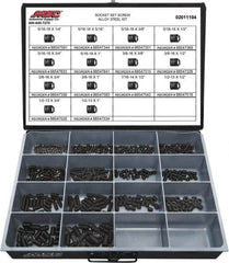 Value Collection - 500 Piece, 5/16 to 1/2, Steel Set Screw Assortment - Socket Cap Head, Hex Socket Drive, 1 to 3/4" Long - Benchmark Tooling