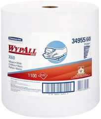 WypAll - X60 Dry Shop Towel/Industrial Wipes - Jumbo Roll, 13-3/8" x 12-5/8" Sheet Size, White - Benchmark Tooling