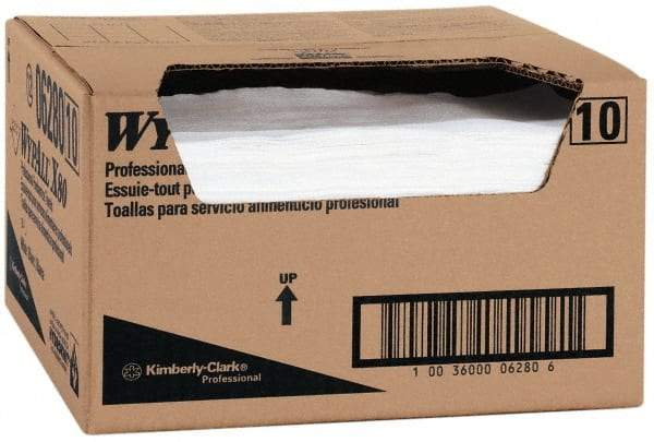 WypAll - X80 1/4 Fold Food Service Wipes - Box, 23-1/2" x 12-1/2" Sheet Size, Blue & White - Benchmark Tooling