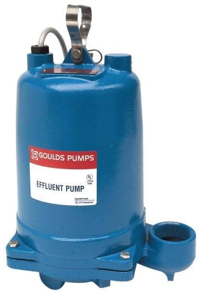 Goulds Pumps - 1/2 hp, 115 Amp Rating, 115 Volts, Capacitor Start Operation, Effluent Pump - 1 Phase, Cast Iron Housing - Benchmark Tooling