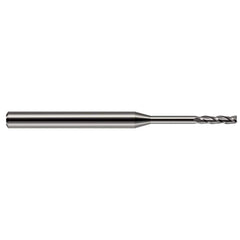 Square End Mill: 3/64'' Dia, 1/4'' LOC, 1/8'' Shank Dia, 2-1/2'' OAL, 4 Flutes, Solid Carbide Single End, Uncoated, 30 ° Helix, Centercutting, RH Cut, RH Flute