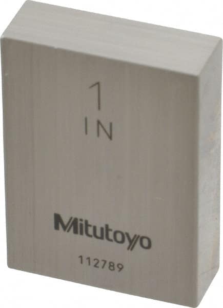 Mitutoyo - 1" Rectangular Steel Gage Block - Accuracy Grade 0, Includes Certificate of Inspection - Benchmark Tooling