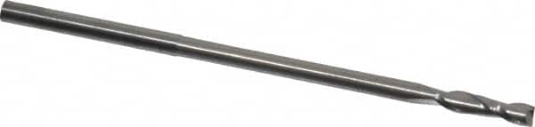 Accupro - 1/8", 1/2" LOC, 1/8" Shank Diam, 3" OAL, 2 Flute, Solid Carbide Square End Mill - Single End, Uncoated, Spiral Flute, 40° Helix, Centercutting, Right Hand Cut, Right Hand Flute - Benchmark Tooling