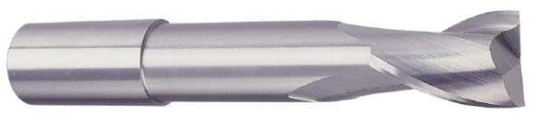 Accupro - 1/2", 1" LOC, 1/2" Shank Diam, 4" OAL, 2 Flute, Solid Carbide Square End Mill - Single End, TiCN Finish, Spiral Flute, 40° Helix, Centercutting, Right Hand Cut, Right Hand Flute - Benchmark Tooling