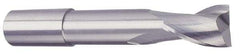 Accupro - 1/2", 1" LOC, 1/2" Shank Diam, 4" OAL, 2 Flute, Solid Carbide Square End Mill - Single End, TiCN Finish, Spiral Flute, 40° Helix, Centercutting, Right Hand Cut, Right Hand Flute - Benchmark Tooling