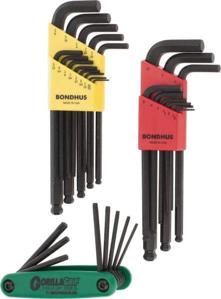 Bondhus - 30 Piece T9 to T40 Protanium Assortment Torx/Hex Combo Key Set - T9, T10, T15, T20, T25, T27, T35, T40 Torx Size - Benchmark Tooling