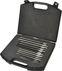 Made in USA - 0.1855" to 0.4995", Chucking Reamer Set - Straight Flute, Right Hand Cut, 4 & 6 Flute, 12 Pieces - Benchmark Tooling