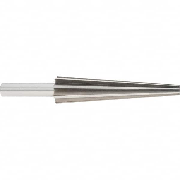 Alvord Polk - 1" Diam, 3/8" Small End Diam, 1/2" Diam Round Shank, 4-1/2" Flute, Repairman's Reamer - Benchmark Tooling