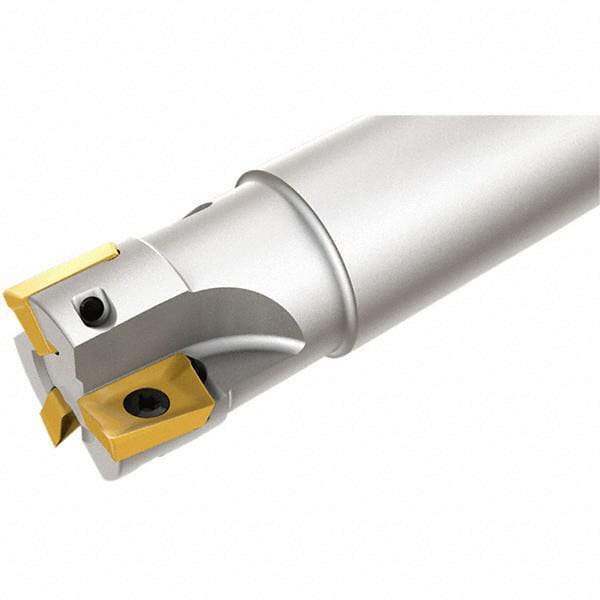 Iscar - 14mm Cut Diam, 10mm Max Depth of Cut, 16mm Shank Diam, 80mm OAL, Indexable Square Shoulder End Mill - Weldon Shank, 90° Lead Angle, Series Heli2000 - Benchmark Tooling