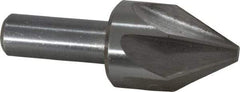 Interstate - 1" Head Diam, 1/2" Shank Diam, 6 Flute 60° High Speed Steel Countersink - Bright Finish, 2-3/4" OAL, Single End, Straight Shank, Right Hand Cut - Benchmark Tooling