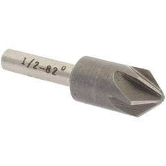 1/2″ Head Diam, 1/4″ Shank Diam, 6 Flute 82° High Speed Steel Countersink Bright Finish, 2″ OAL, Single End, Straight Shank, Right Hand Cut