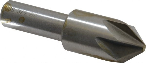 Interstate - 3/4" Head Diam, 1/2" Shank Diam, 6 Flute 82° High Speed Steel Countersink - Benchmark Tooling